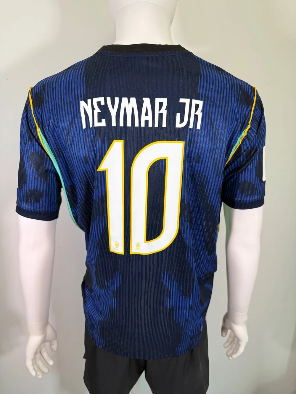 Jordan Brazil #10 Men's Football Jersey - Navy & Yellow